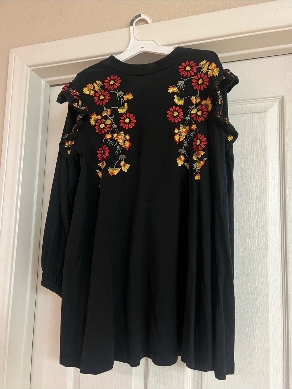 ASOS Embroidered Floral Short Black Dress